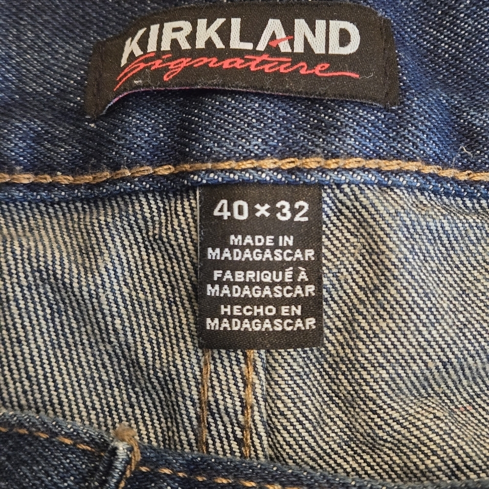Kirkland Signature Mens 40x32 Heavyweight Denim All Cotton Dark Blue Jeans - Picture 10 of 16